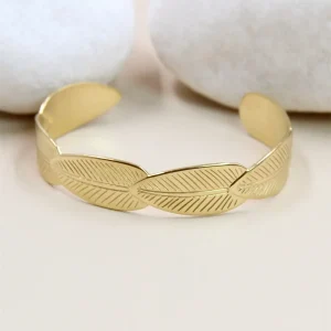 bracelet-jonc-ajustable-feuille-en-acier-inoxydable_dore