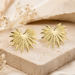 Boucles d'oreilles feuille dorée - Éline L'atelier